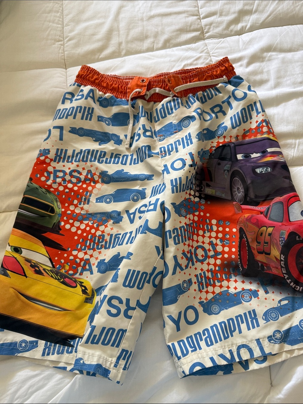 Disney Pixar Cars Kids Vintage Swim Trunks - Red, Blue, White